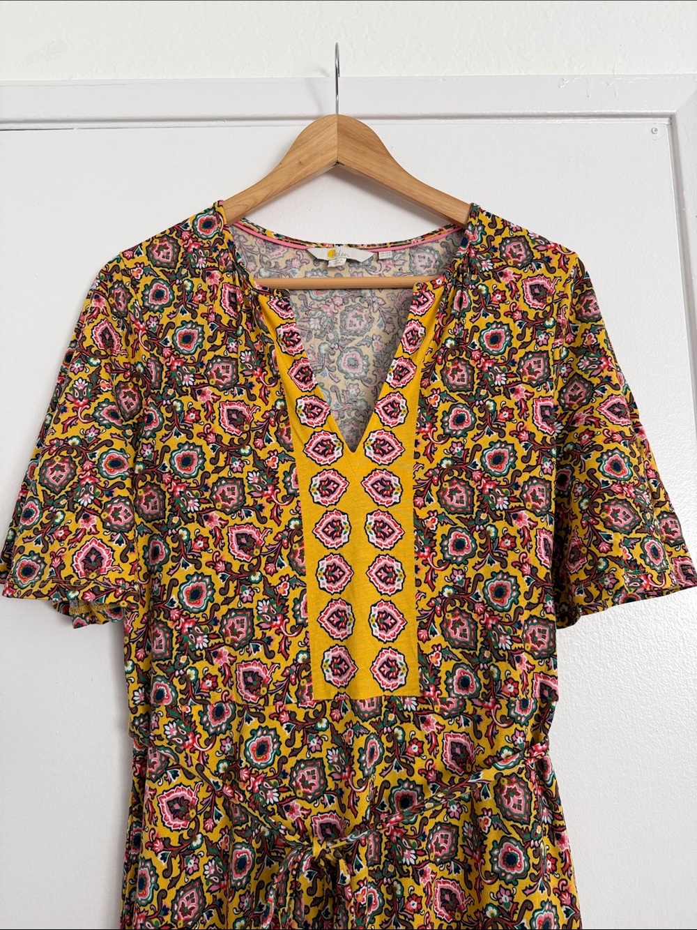 Boden Yellow Floral V-Neck Tiered Maxi Dress - Picture 3 of 6